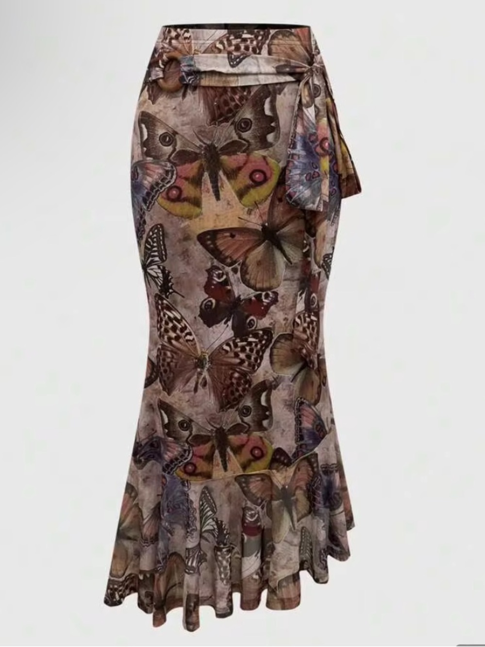 Romwe Womens Fairy Core Butterfly Print Skirt Size 4 Mermaid Style NWT